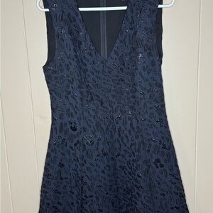 BCBGMaxAzria Hannelli Leopard Jacquard Navy and Black Textured Mini Dress